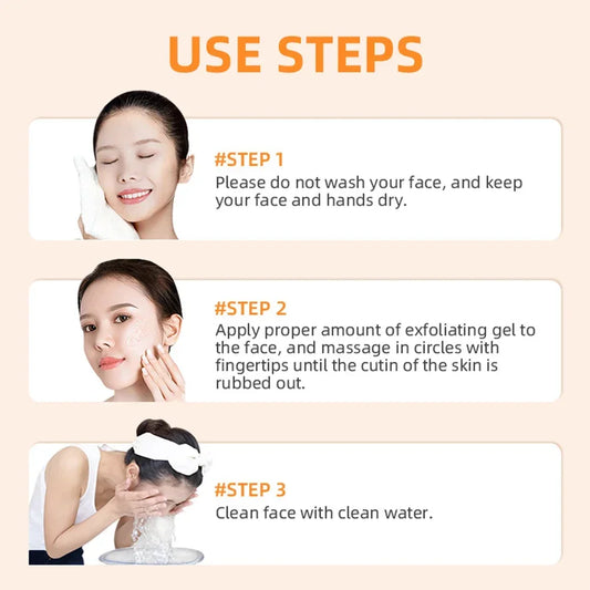 Applying orange exfoliating gel to skin